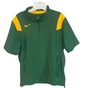 Nike Golf Shirt Mens Small Green Yellow Vented Quarter Zip